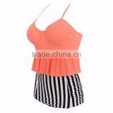2016 New Arrival Two Piece of Custom Made Top Quality Retro High Waist Bikini Set thumbnail-4