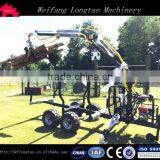 ATV timber trailer,3 ton forestry trailer with grab,quad bike log trailer crane