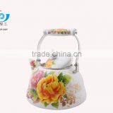 3L Good Quality Enamel Tea Kettle With Ceramic Handle Beautiful Decal thumbnail-5