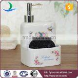 Square Flower and Birds Pattern Ceramic Soap Dispenser Liquid thumbnail-2