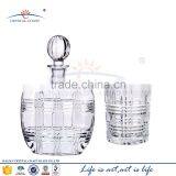 Set of Clear Crystal Decanter and 6 Heavy-Base Whisky Scotch Brandy Glasses, Classic Elegant Carafe and Whiskey Tumblers, 1+6-Pi