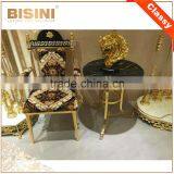 Luxury Italy Baroque Collection Brass 18K/24K Gilded Armchair/ Louis XV Royal Golden Decorative Side Chair, MOQ 1 PC thumbnail-1