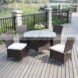 2017 Trade Assurance Outdoor Promotion pe Rattan Resin Wicker Banquet 4pcs Modern High Back Dining Table Set thumbnail-1