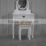 White Dressing Table With Stool, Oval Mirror Bedroom / Cheap Dressing Table With Stool thumbnail-3