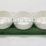 Set of 3 White Round Ceramic Dish Set,snack Tray thumbnail-1