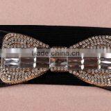 Wholesale Rhinestone Paved Butterfly Buckle Sex Women Lady Wide PU Waist Belt thumbnail-5