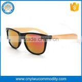 Fashion Mirrored Lens Sunglasses With Bamboo Legs thumbnail-1