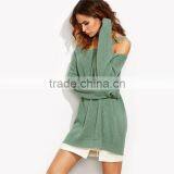 Sexy Knitted Pullover Sweater Women Long Sleeve Asymmetric Cold Shoulder Long Sweater thumbnail-3