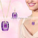 CZ Studded With Amethyst Stone Gold Plated Exclusive Pendantset thumbnail-2