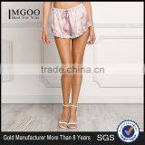 MGOO Foshan Manufacturer Satin Ruffle Trim Shorts High Waist Stretch Sleepwear Pink Plain Shorts thumbnail-1