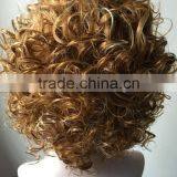 European Golden Hair Women Short Blonde Wigs Afro Kinky Synthetic Hair Lace Front Party Wig thumbnail-4