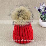 Factory Wholesale Knitted Hat With Real Raccoon Fur Ball thumbnail-4
