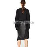 2017 OEM Spring Asymmetrical Black PU Knee Length Skirts thumbnail-3
