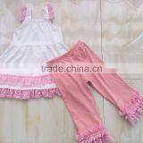 2016 Fathion Hot Sale Summer Kids Clothes Boutique Clothing Cotton Ruffle Dress and Shorts Suit Wholesale thumbnail-2