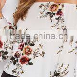 Hot Selling Women Casual Floral Printed off Shoulder Boat Neck Designs Fashion Long Sleeve Blouse for Wholesale 2017 thumbnail-5