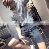 Cultivate One's Morality Men Striped Sleeves Shirts Washed Cotton Embroidery thumbnail-5