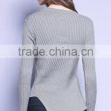 Womens Grey Cotton Knitted Pattern Long Sleeves Pullover Sweaters With Best Price thumbnail-3
