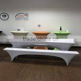 Table With Fitted Stretch Table Cover and Rectangle Tablecloth