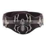 XP-LB-6109 Cheapest Price Wholesale Hip Hop Spider Skull Leather Bracelet With Alloy Accessories