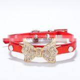 High-grade PU Collar Rhinestone Bow Pet Collar thumbnail-5