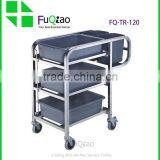 Service Equipment Restaurant Hotel Product 4 Wheel 3-tier Stainless Steel Service Trolley With Square Tub                        
                                                Quality Choice