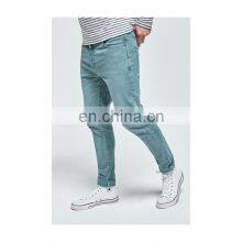 Simple light color jeans custom design for men's pant stretch zipper black denim jeans men