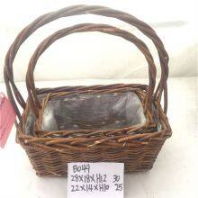 Customized To Needs Wicker Basket Shopping Vintage Basket  For Picnic Rectangular Shape