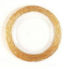 Amazon Sale Gold Silver Rimmed Glass Charger Decorative Dinner Plate For Wedding Party Restaurant thumbnail-1