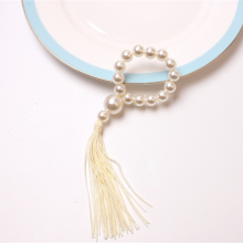 Pearl Beaded Napkin Rings With Tassel Style For Wedding Party thumbnail-2