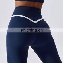 Contrasting Color Scrunch Butt Lift Yoga Leggings Wholesale High Waist Sports Workout Pants thumbnail-2
