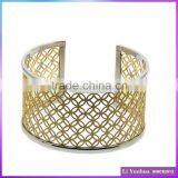 Fashion Designs Hollow Gold Plated Wide C Type China Manufacturer Laser Cut Meshy Sand Blasting Bangles thumbnail-1