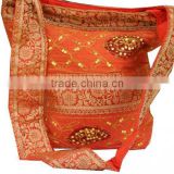 Wholesale handbags india,boho hippie shoulder bags,Book Bag for College,Ethnic Handmade silk Fabric Handbag with