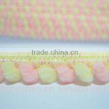 5 Yards Sparkly Two-tone Yellow-Peach Pink Mini Pom Pom Trim (pom Size 0.5 Cm), Mini Pom Pom Trim, Pink Trim, Pom Pom, Wholesale thumbnail-1