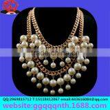 diy cheap gold clasps Broke Girls Tassel multilayer chunky synthetic white faux pearl necklaces