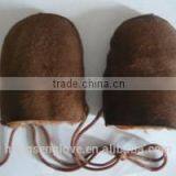 HS143 NEW! Brown Men's 100% REAL SHEEPSKIN SHEARLING NICE & WARM REAL LEATHER Glove& Mitts thumbnail-3