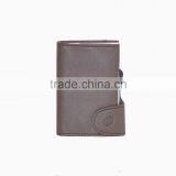 Custom Printed Leather Genuine Business CardHolder aluminum castagno