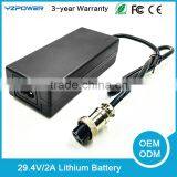 12.6V 16.8V Lithium Battery Charger 29.4V 2A For Electric Bike Car Scooter Portable With CE ROHS FCC