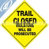 dingfei Signs Yellow Plastic Reflective Sign 12" Trail Closed