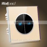Smart Home Wallpad Benz Gold LED Waterproof UK Tempered Glass 110~250V 2 gang 1 way Touch Screen Light Wall Switch