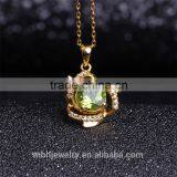 Hot Sale Jewellery Set 18K Gold Plated 925 Sterling Silver Precious Natural Olivine Gemstone Pendant Ring Necklace Jewelry Set thumbnail-3