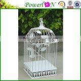 Vintage Antique White Square Outdoor Wrough Iron Bird Cage Garden Ornament For Wedding Decoration TS05 G00 C00 X00 PL08-5862 thumbnail-1