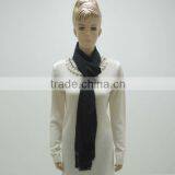 TYCAP087 2014 Fashion Women's Black Color 100%SOIE Embroider Scarf With Tassels
