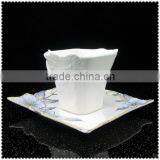 Luxury Ceramic Square Cup With Flower Emboss thumbnail-1