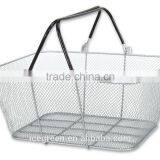 Wire Mesh Stacking Shopping Basket With Handles thumbnail-2
