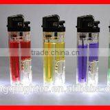 Refillable Color Gas Flint Lighter LED