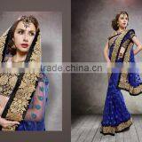 TURQUOISE GEORGETTE SAREE thumbnail-3