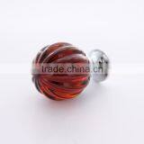1 7/9 Inch Honey Amber Pumpkin Shape Brass Base Glass Pull Knobs thumbnail-3