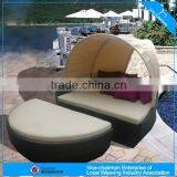 Лежак для отдыха из плетеного тростника для сада на открытом воздухе с навесом thumbnail-3