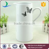 Black butterfly decal white ceramic bathroom jug