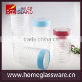 Clear Embossed Stripe Glass Caning Jar Set
